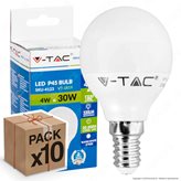 10 Lampadine LED V-Tac VT-1819 E14 4W MiniGlobo P45 - Pack Risparmio - Colore : Bianco Caldo