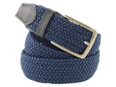 Cintura intrecciata blu da uomo con inserti in pelle - Taglia : 115cm, Colore : BLU