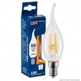 Life Lampadina LED E14 6W Candela Fiamma Filamento - mod. 39.920123C1 / 39.920123N - Colore : Bianco Naturale
