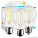 Fan Europe Intec Light Confezione Risparmio 3 Lampadine LED E27 8W Filament Bulb A60 - Colore : Bianco Caldo