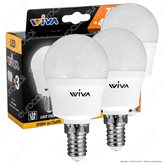 Wiva Tripack Lampadina LED E14 7W MiniGlobo P45 - Confezione 3 Lampadine - Colore : Bianco Caldo