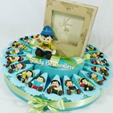 Bomboniere battesimo nascita 1° compleanno torta pinocchio magnete assortito portafoto collezione - Confezionato : Torta da 35 fette