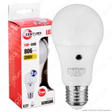 Century LED Sensor E27 10W Bulb A60 con Sensore Crepuscolare - Colore : Bianco Caldo