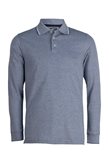 Sky T-Shirt Polo manica lunga in cotone piquet con bordini in contrasto - L / Blu melange
