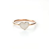 Anello mini cuore in oro rosa con smalto madreperla - <b>Taglia dell'anello:</b> M 63