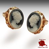 Venice yellow gold cameo earrings - Size : 10-12 mm