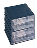 Drawer small parts organizer with label holder,4 drawers 20,8x22,2x20,8 - Color : Dark gray / transparent// Quantity : 4