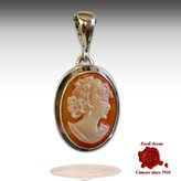 Conch shell lady cameo silver pendant - Cameo Size : 16-18 mm