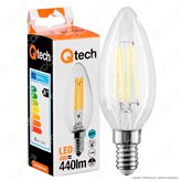 Qtech Lampadina LED E14 4W Candela Filamento - Colore : Bianco Caldo