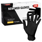 New Med Gloves Karbon Guanti Monouso Neri in Nitrile Senza Talco - Confezione da 100 pezzi - Taglia : M - Medium