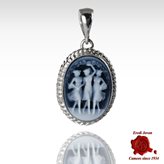 3 Graces Blue Cameo Necklace - Cameo Size : 12-14 mm.