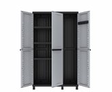3 Doors Resin Cabinet 102x39x170 - 3 adjustable inner shelves - Colour : Gray/Black// Max Weight Load (Kg) : 20// Width (cm) : 102// Depth (cm) : 39// Height (cm) : 170