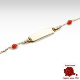 Red Coral Newborn Baby Bracelet in Gold