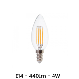 Lampadina LED E14 4W Candela a filamento Bianco Caldo, Freddo, Naturale - Tipo di Luce : Bianco Naturale 4000K