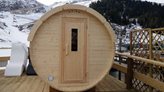 Sauna finlandese a botte da esterno con stufa elettrica o a legna fino a 8 persone - Diametro : 220 cm, Alimentazione : Stufa a legna, Lunghezza : 3 m
