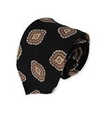 Cravatta Finamore Anversa sfoderata nero disegno ovale lana e seta