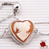 Cameo Bracelet Heart Shape in Silver