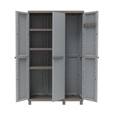 3 Doors Outdoor Cabinet 102x39x170 - 3 adjustable inner shelves - Colour : Gray/Taupe// Width (cm) : 102// Depth (cm) : 39// Height (cm) : 170