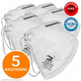 5 Mascherine Filtranti Monouso con Fattore Classe di Protezione Certificato FFP2 in TNT Colore Bianco