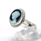 Venice Blue Cameo Ring - Size : 10-12 mm