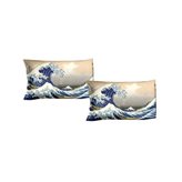 Polo Ovest Gruppo 2 federe letto - Hokusai La Grande Onda - dimensioni cm. 50x80 - puro cotone di alta qualit- mano morbida - stampa digitale ad altissima risoluzione