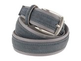 Cintura uomo tela e camoscio da 4 cm artigianale grigio - Taglia : 115cm, Colore : GRIGIO