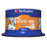 Verbatim 50 DVD-R Wide Inkjet Printable No ID Brand 4,7GB 16x cake AZO Box 43533 stampabili