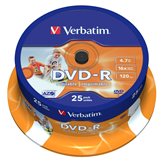 Verbatim DVD-R Wide Inkjet Printable ID Brand 4,7GB cake AZO 16X Vergini Vuoti dvd -R Originali Box Print Stampabili 43538