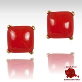 First Quality Italian Coral Stud Earrings - Beads Size : 8 mm
