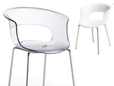 Stuhl in modernem Design Miss B - Farbe : Durchsichtige Rot, Colore Telaio :  Chrom