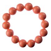 Bracciale Corallo Bambù Rosa, elastico, sfere 14mm
