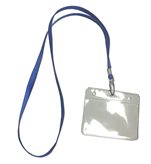 10 pz Porta badge orizzontale con cordoncino Blu