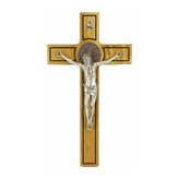 Olive Wood Crucifix of Saint Benedict 33 cm
