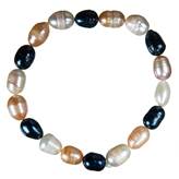 Bracciale di Perle di Acqua Dolce Ovali Multicolor