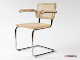 Cesca Stuhl mit Armlehnen aus verchromtem Metall mit Struktur aus Holz - Farbe des Sitz : Schwarz
