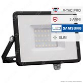 V-Tac PRO VT-30 Faro LED SMD 30W Ultrasottile Chip Samsung da Esterno Colore Nero - SKU 400 / 401 / 402 - Colore : Bianco Naturale