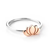 Anello mini fiore di loto in argento e oro rosa - <b>Taglia dell'anello:</b> M 51
