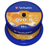 Verbatim 50 DVD-R Matt Silver 4,7GB cake AZO 16X Boxi 43548