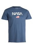 Sky T-Shirt T-shirt manica corta tinta unica con stampa Nasa - L / Azzurro