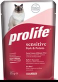 Prolife Cat Sensitive Adult Pork & Potato - 85 gr - PACCO : PACCO DA 24 BUSTE (CONVIENE)
