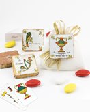 Bomboniera magneti carte da gioco ceramica Siciliana su sacchetto