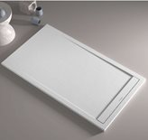 Piatto Doccia Mineralmarmo Design Rettangolare Effetto Pietra Colore Bianco Spessore 3 cm - Misura : 80x120 cm