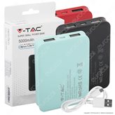 V-Tac VT-3503 Power Bank Portatile 5000 mAh 2 Uscite USB 2,1A - SKU 8191 / 8192 / 8193 / 8194 / 8195 / 8196 - Colore : Giallo