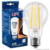 Life Lampadina LED E27 12W Bulb A70 Filamento - mod. 39.920357C1 / mod. 39.920357N - Colore : Bianco Caldo