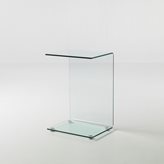 Tavolino Jorge in vetro curvato lato divano 45 x 35 x 66 cm