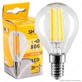 Bot Lighting Lampadina LED E14 6W MiniGlobo P45 Filamento - mod. WLD3006X2 / WLD3006X3 - Colore : Bianco Caldo