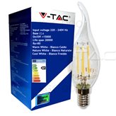 LAMPADINA LED V-Tac E14 4W 3000K Candela Filamento VT-1997 - 4302 Bianco Caldo