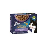 FELIX SENSATIONS SAUCES SELEZIONI SAPORITE (12 X 85 gr) - Ricette irresistibili per gatti con salse insaporite
