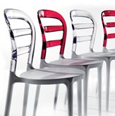 Sedia moderna per sala da pranzo Jodene (Colore schienale: Trasparente)
