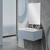 Mobile bagno sospeso 80 cm blu pastello con lavabo e specchio | Iside